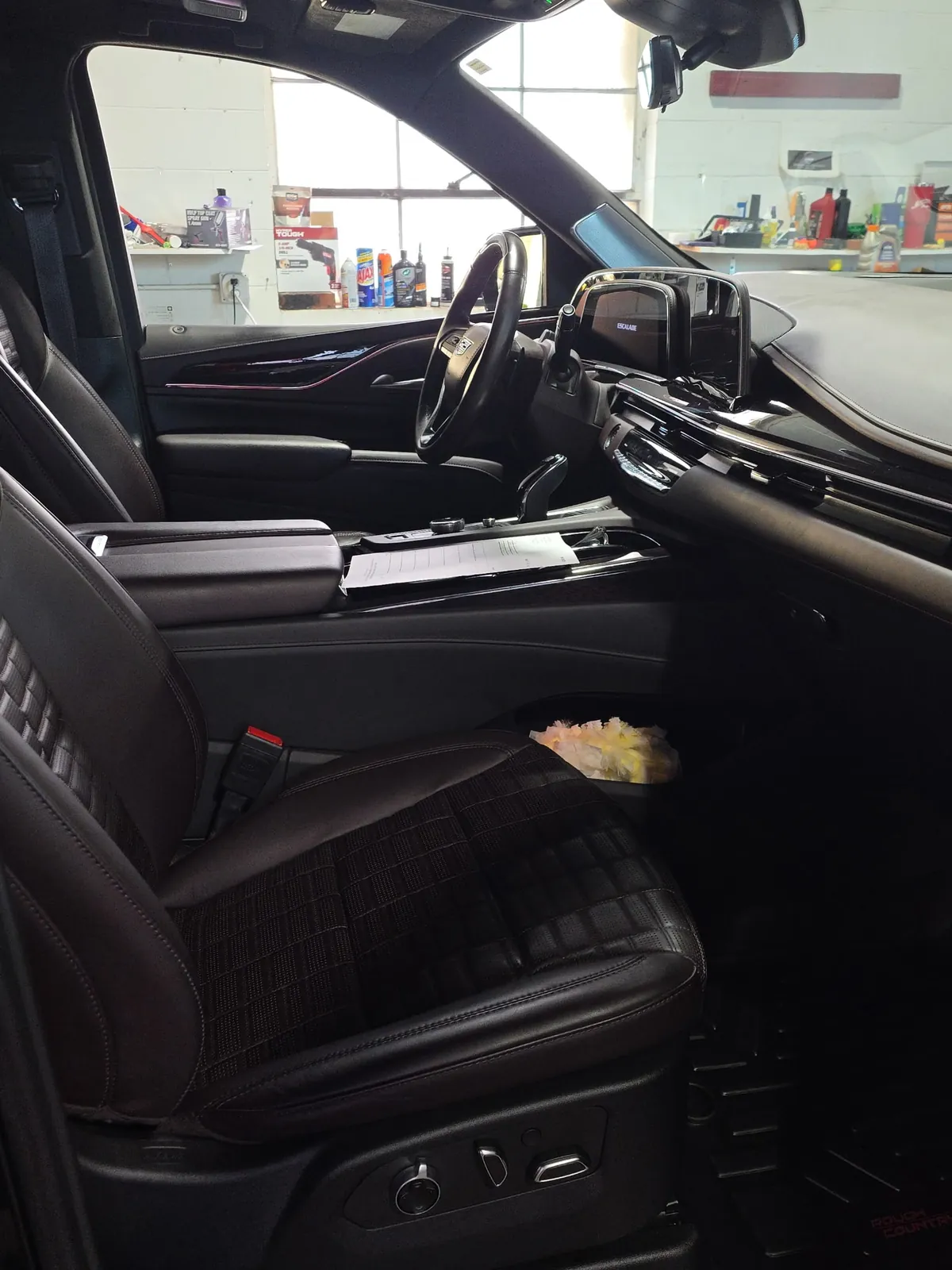 Cadillac Escalade dashboard and center console after detailing